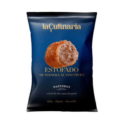 LA CULINARIA Croqueta de estofado de ternera al vino tinto ultracongelado 300 g.