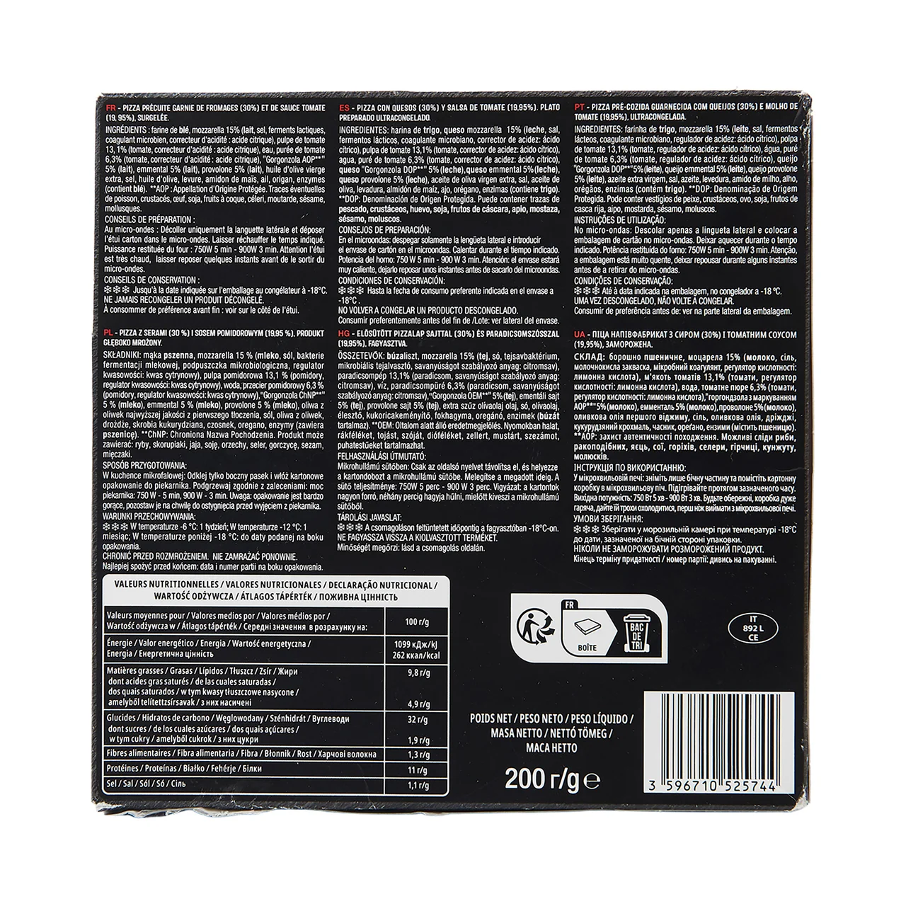 AUCHAN Pizza 4 quesos para microondas 200 g Producto Alcampo.