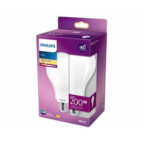 Bombilla Led E27, 23W=200W, luz cálida 2700K, 3452lm, PHILIPS.
