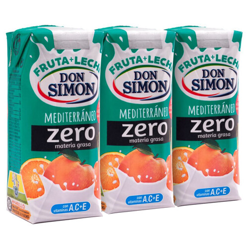 Leche con zumo de frutas mediterraneas DON SIMON Funciona max 3 x 330 ml.