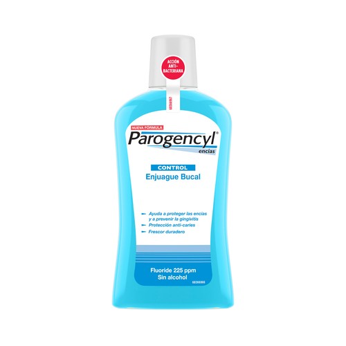 PAROGENCYL Enjuague bucal sin alcohol, con acción anti bacteriana y sabor a menta PAROGENCYL Control 500 ml.