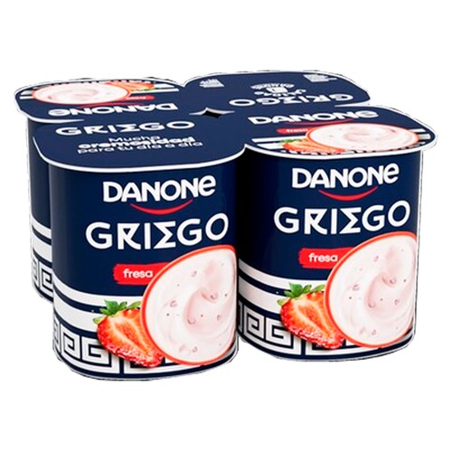 DANONE Yogur griego con sabor a fresa 4 x 110 g.