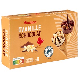 Imagen de PRODUCTO ALCAMPO Mini conos de helado de vainilla (4) y helado de chocolate (4) 8 x 70 ml.