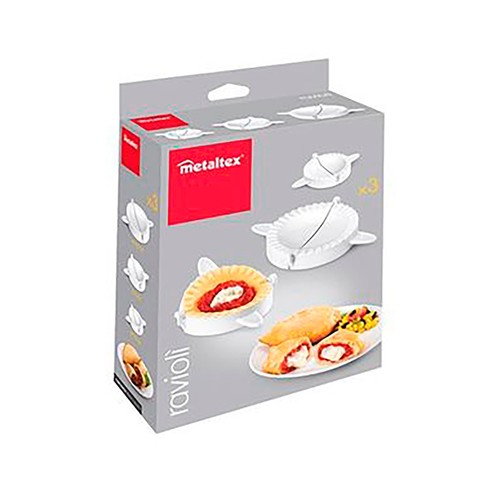 Juego de 3 moldes para hacer raviolis, METALTEX.