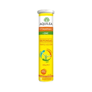 AQUILEA Comprimidos efervescentes de vitamina C y Zinc, sin azúcar y con sabor a naranja AQUILEA 14 uds.