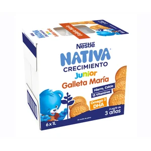 NESTLÉ Junior Leche de crecimiento con galleta Maria a partir de 3 años 6 x 1l.