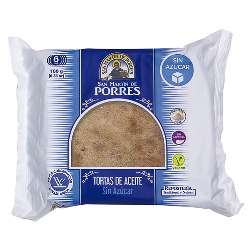 SAN MARTÍN DE PORRES Tortas de aceite sin azúcares añadidos 6 uds, 180 g.
