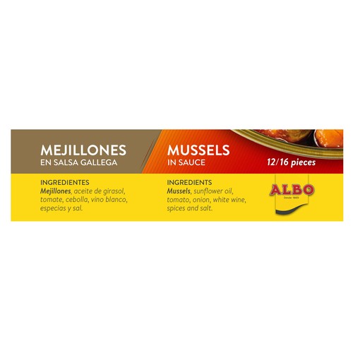 ALBO Mejillones salsa gallega lata de 70 g.