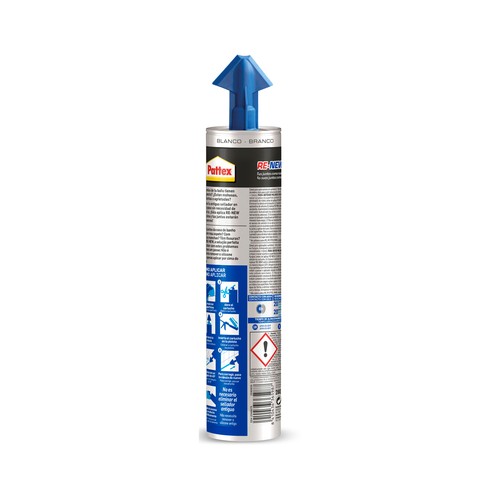 Sellador de silicona blanco PATTEX Re-New, 280ml.