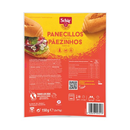 SCHÄR Pan mini baguette precocido sin gluten 2 uds x 150 g.