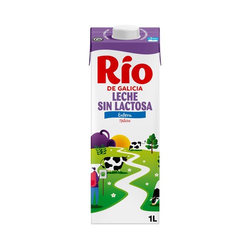 RÍO Leche de vaca entera y sin lactosa 1 l.