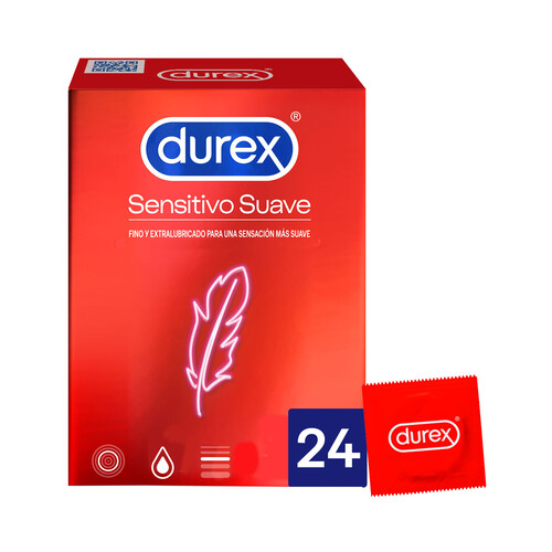 Preservativos finos y extralubricados, para una sensación más suave DUREX Sensitivo suave 24 uds.