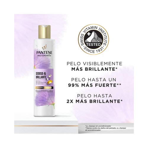 PANTENE Pro-v miracle sedoso y brillante Champú reparador para cabellos seocs, dañados o con mechas 250 ml.