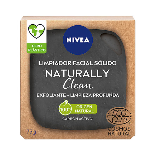 NIVEA Limpiador facial sólido con acción exfoliante y limpieza prounda NIVEA Naturally clean 75 cl.