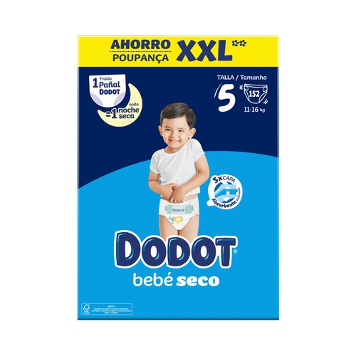 DODOT Bebé-seco Pañales talla 5 (11-16 k) 152 uds.