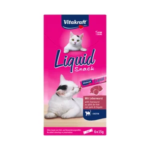 VITAKRAFT Liquid snak, Snack para gatos líquido con sabor a pate con boitina 6 uds 90 g