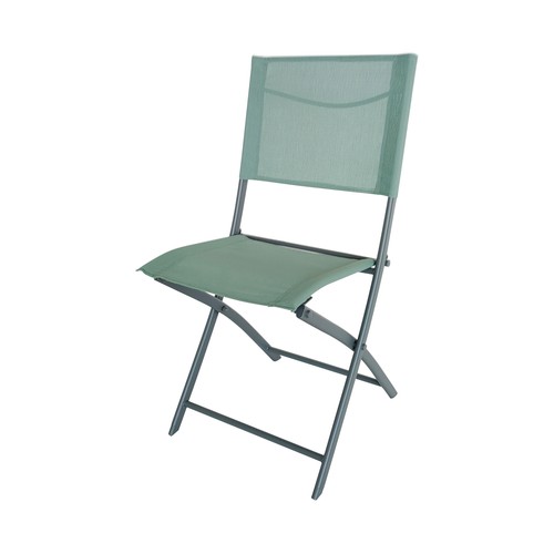Silla plegable de jardín de acero y textileno, color verde, GARDEN STAR ALCAMPO.