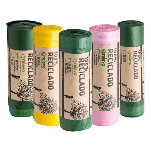 RELEVO Bolsas basura 100 % reciclada 30 l. 15 uds.