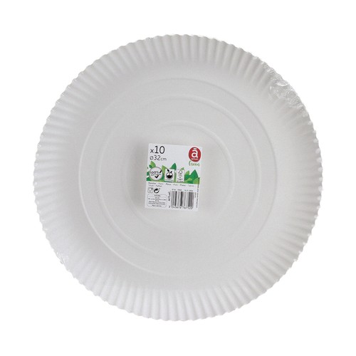 Pack de 10 platos llanos extragrandes desechables de cartón, 29cm ACTUEL.