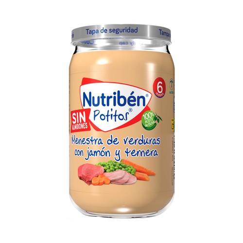 NUTRIBÉN Potitos® de menestra de verduras con jamón y ternera, partir de 6 meses 250 g.