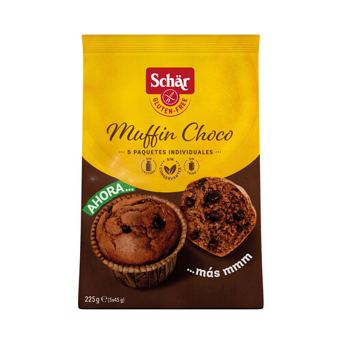 SCHÄR Magdalenas de chocolate sin gluten SCHÄR Muffins, 260 g.