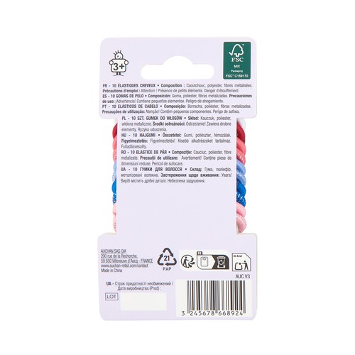 PRODUCTO ALCAMPO Gomas elásticas infantiles de divertidos colores 10 uds.