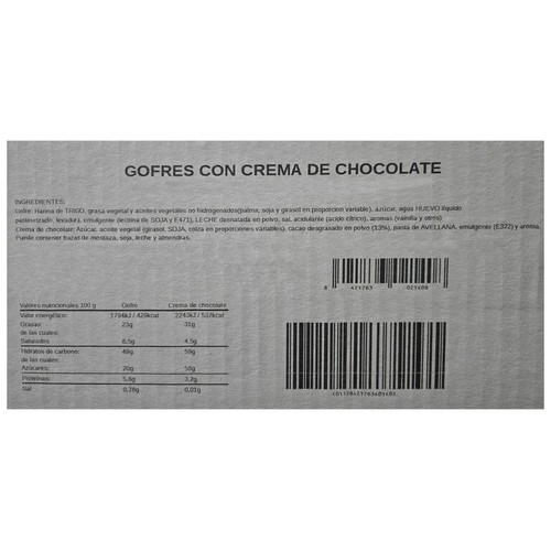 Gofre con crema de chocolate 140 g. 