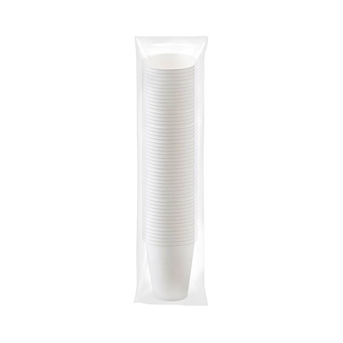 50 vasos de cartón 25cl, color blanco, ACTUEL
