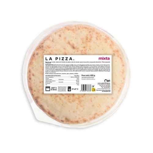 DEORO Pizza fresca de jamón y queso cocida en horno de piedra DEORO 400 g.