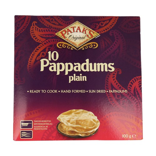 PATAK'S Pappadums natural PATAK'S 100 g.