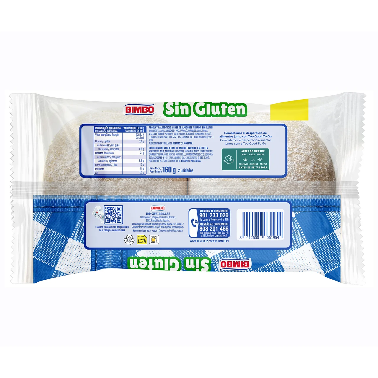 Pan de hamburguesa rústico sin gluten 160 g.