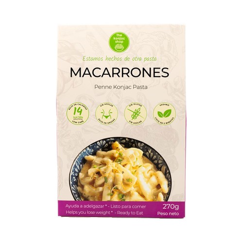 THE KONJAC SHOP Macarrones de konjac, que ayudan a adelgazar, listo para comer 270 g.