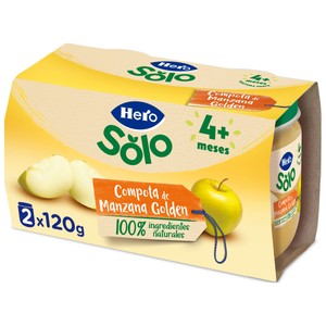 Imagen de HERO Solo Tarrito de compota de manzana Golden, a partir de 4 meses 2 x 120 g.