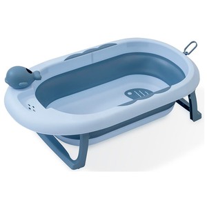 Bañera plegable con taza para enjuague, color azul