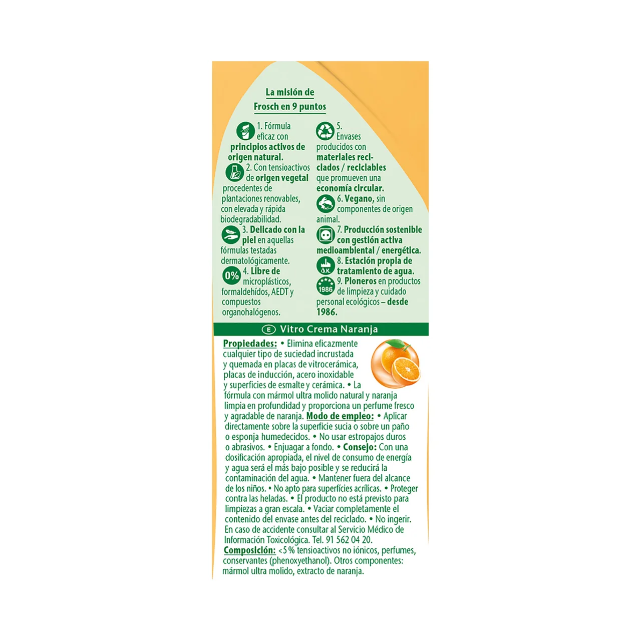 Vitro Crema de limpieza para vitroceramica de naranja 500 ml