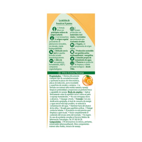 FROSCH  Vitro Crema de limpieza para vitroceramica de naranja 500 ml