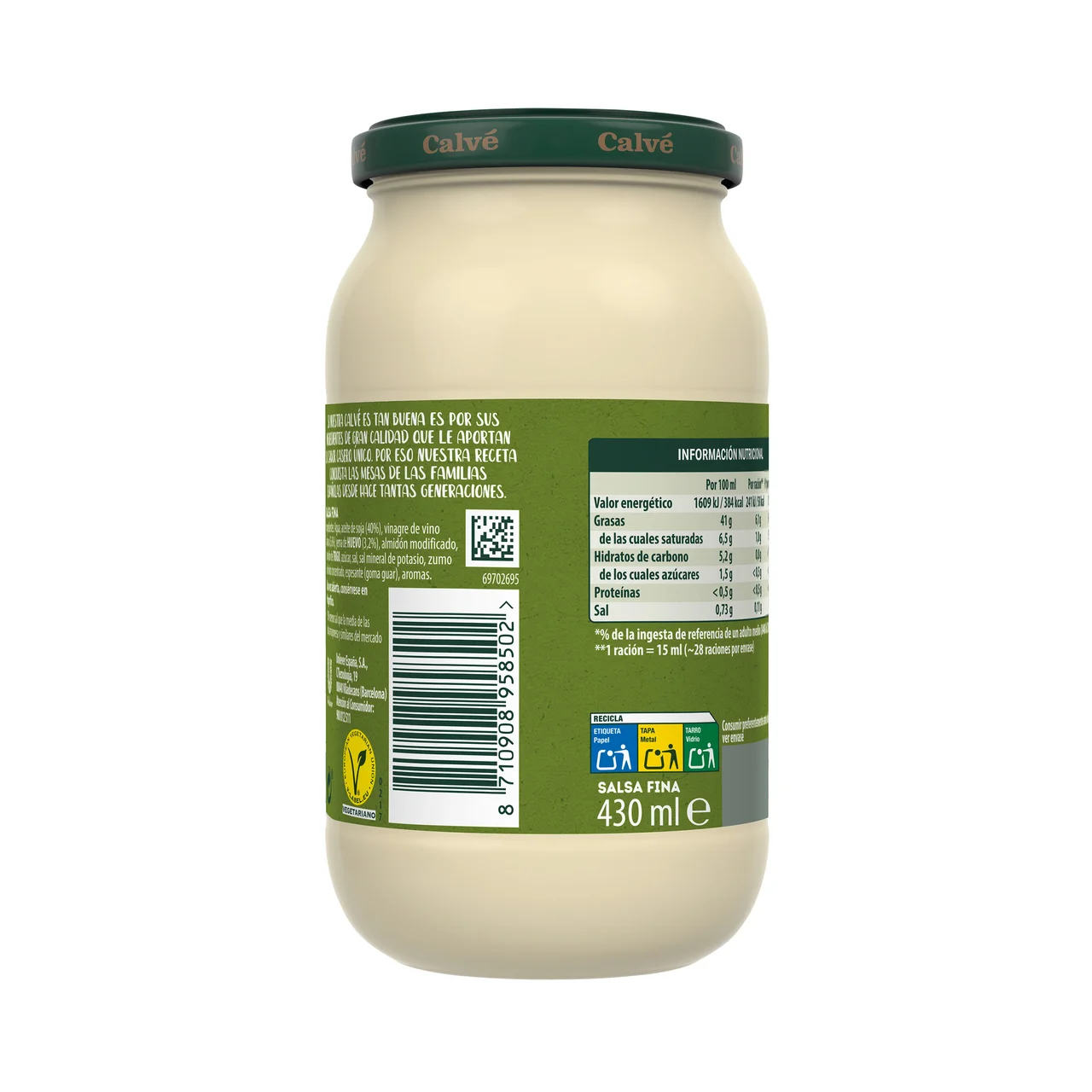 Mayonesa casera frasco 430 ml.