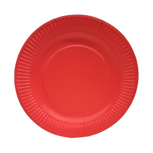 Platos desechables de cartón color rojo, 23cm., 10 unidades, ACTUEL.