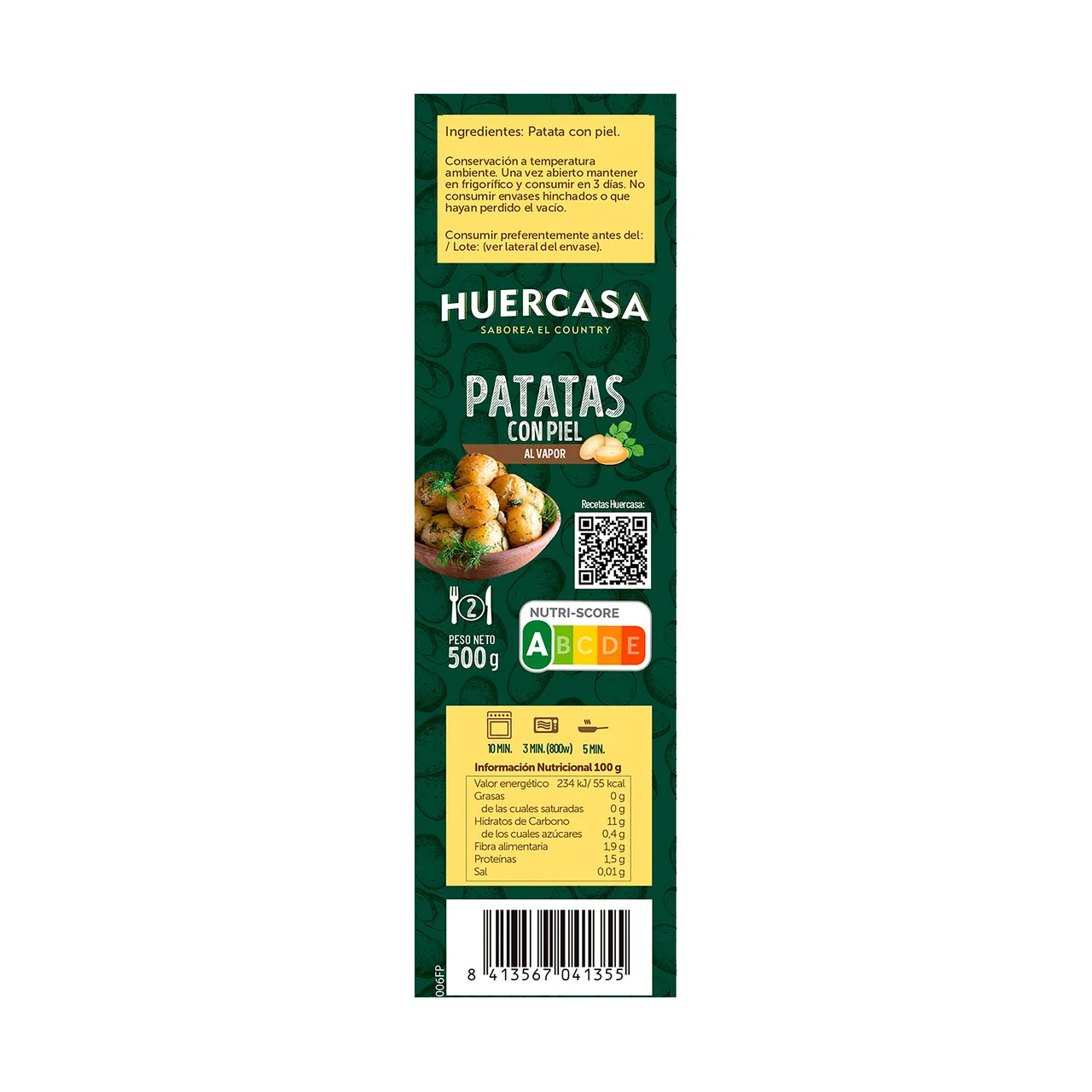Patata con piel cocida al vapor 500 g.