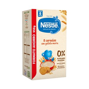 NESTLÉ Papilla de 8 cereales integrales con galleta María a partir de 6 meses NESTLÉ 950 g.