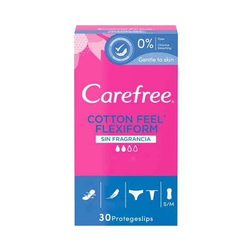 CAREFREE Salvaslips transpirables, sin fragancia CAREFREE Flexiform 30 uds.