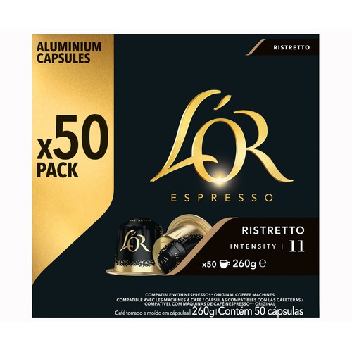 L"OR ESPRESSO Café ristretto intensidad 11 50 uds. 260 g.