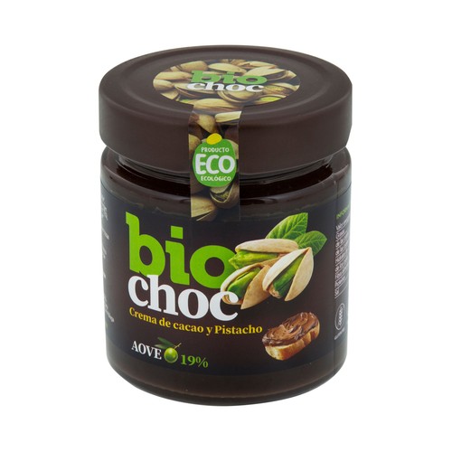 BIOCHOC Crema para untar de cacao y pistacho ecológicos con AOVE 200 g.