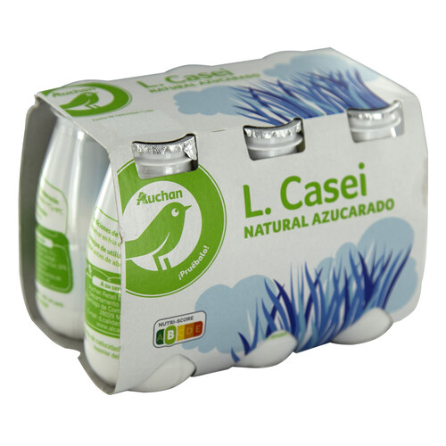 Leche fermentada con Lcasei y sabor natural azucarado PRODUCTO ECONÓMICO ALCAMPO 6 x 100 g.