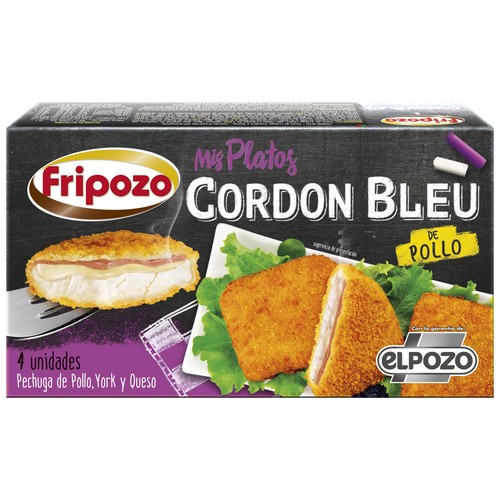 FRIPOZO Pechuga de pollo rebozada y rellena de York y queso (Cordón Bleu) Mis platos de El Pozo 4 uds.