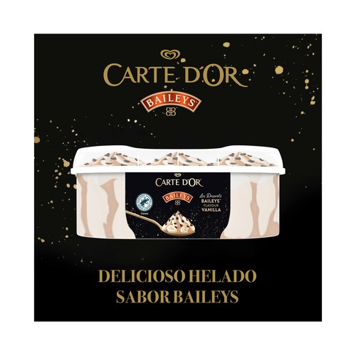 CARTE D"OR Tarrina de helado de vainilla con sabor a Baileys, salsa de caramelo y trocitos de chocolate 825 ml.