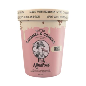 PINK ALBATROSS Helado vegetal de caramelo salado y galletas 480 ml.