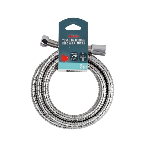 Flexo de ducha acero inoxidable, 2 metros, PRODUCTO ALCAMPO.