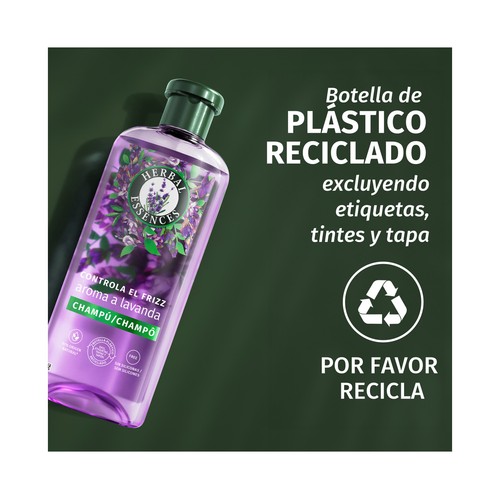 HERBAL ESSENCES Champú anti-encrespamiento con aroma a lavanda, para cabellos encrespados 350 ml.