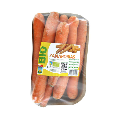 Zanahorias ecológicas ALCAMPO PRODUCCIÓN CONTROLADA ECOLÓGICO bandeja 700 g.